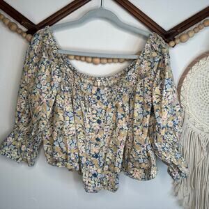 Free People James Smock Chambray Combo Top